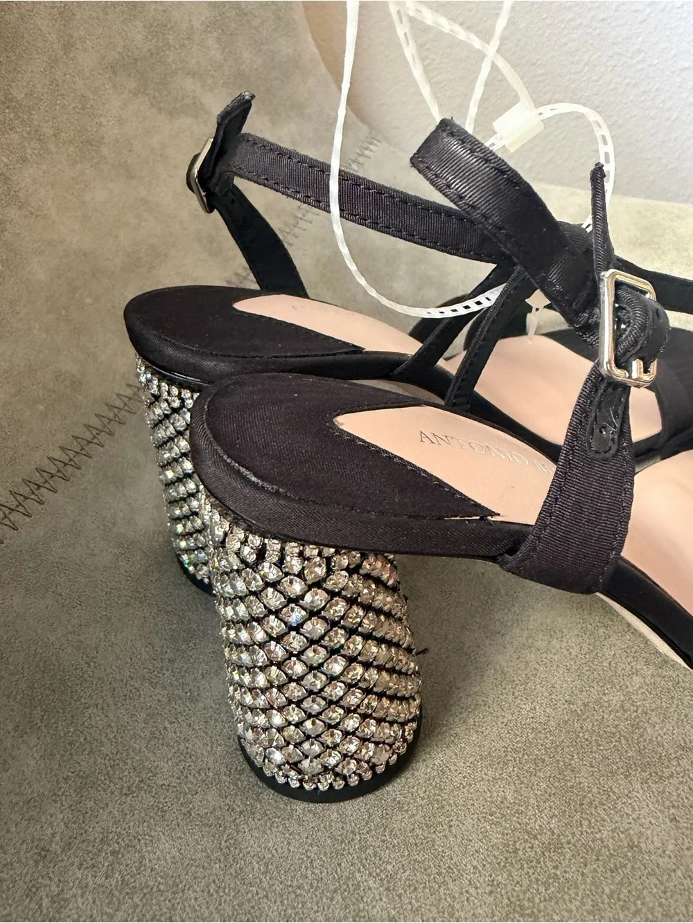 NEW Antonio Melani Larie Rhinestone Satin Slingback Dress Sandals Sz 6.5